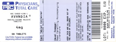 Image Of Package Label For 4 mg (Avandia 4mg Package Label)